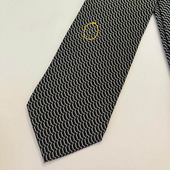 Giorgio Armani Collezioni Silk Tie Mens 53.5x3.75" Forest Green Geometric Italy - Picture 11 of 11